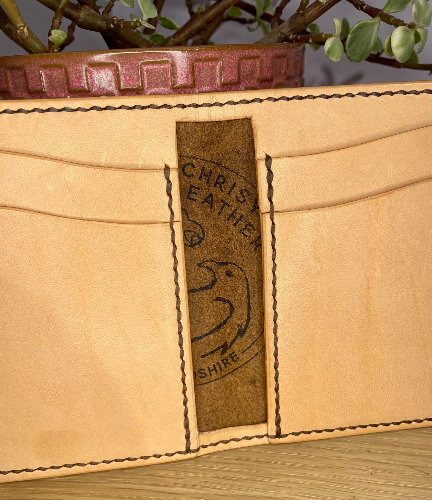 The Corter Leather and Cloth Designed Vertical wallet.