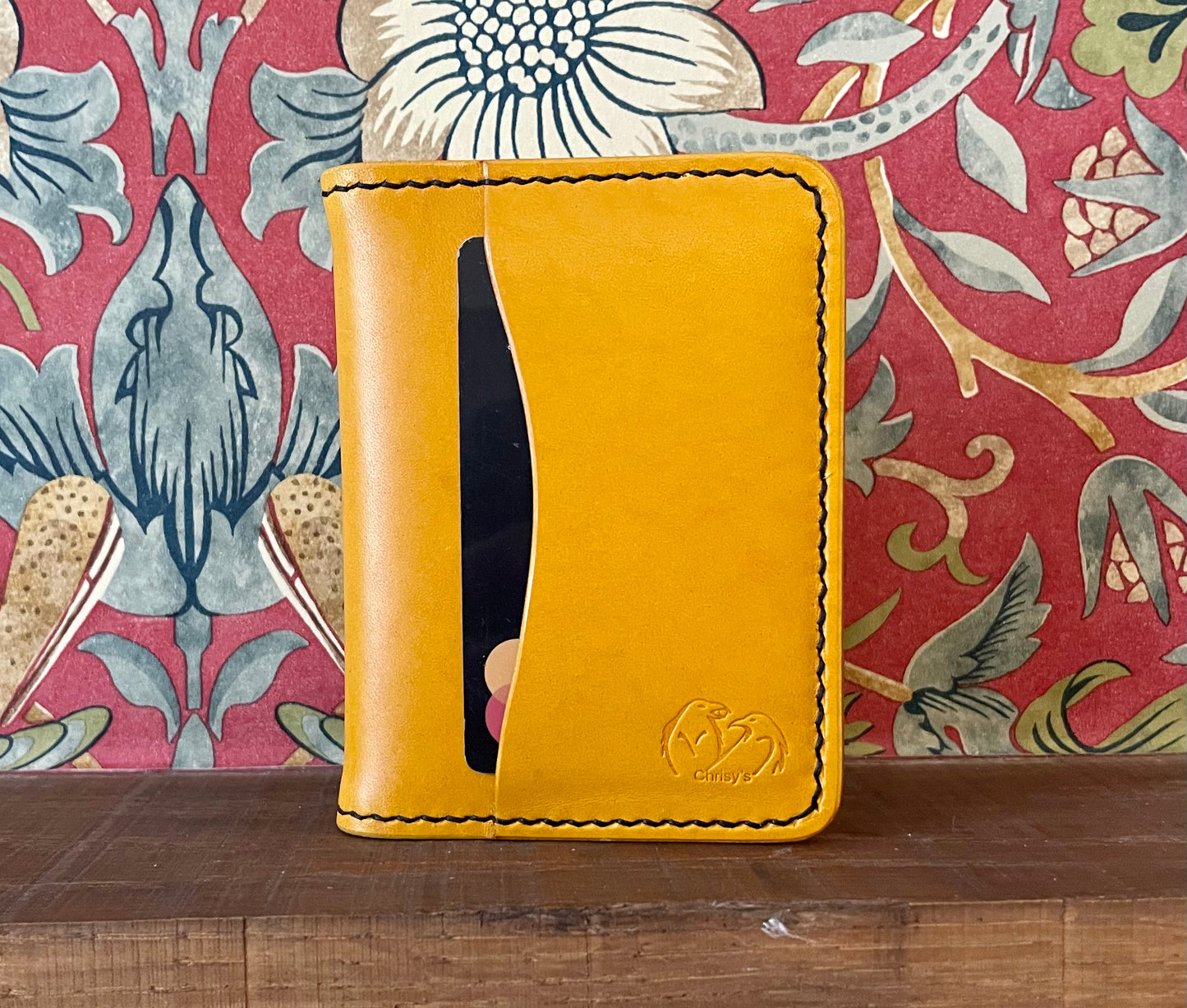 Chrisy’s Signature 6 Pocket Leather Card-Holder Wallet in Yellow and Black