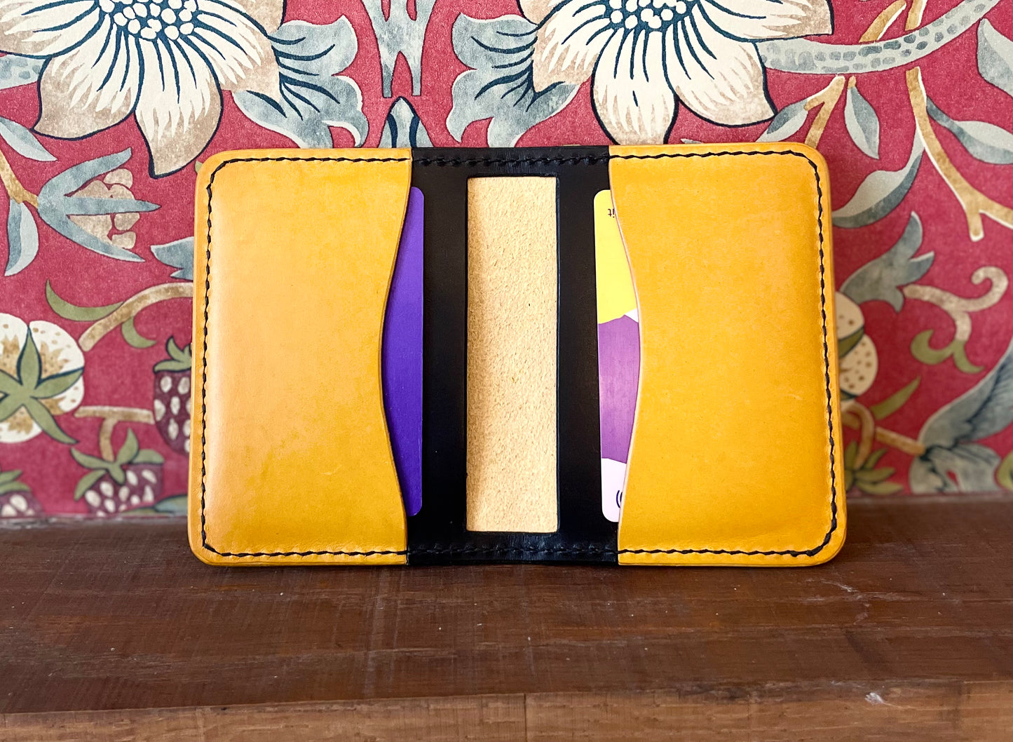 Chrisy’s Signature 6 Pocket Leather Card-Holder Wallet in Yellow and Black