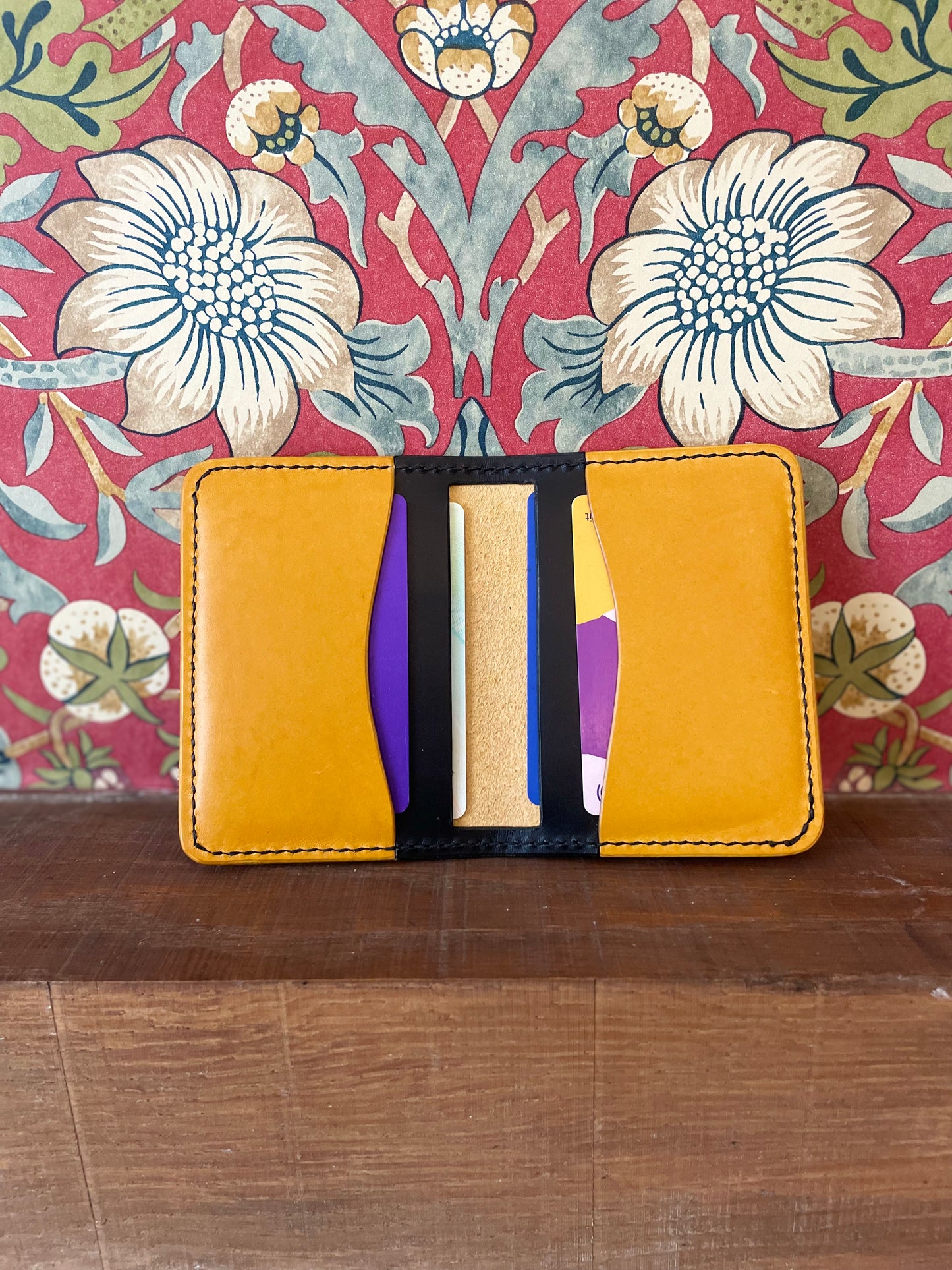 Chrisy’s Signature 6 Pocket Leather Card-Holder Wallet in Yellow and Black