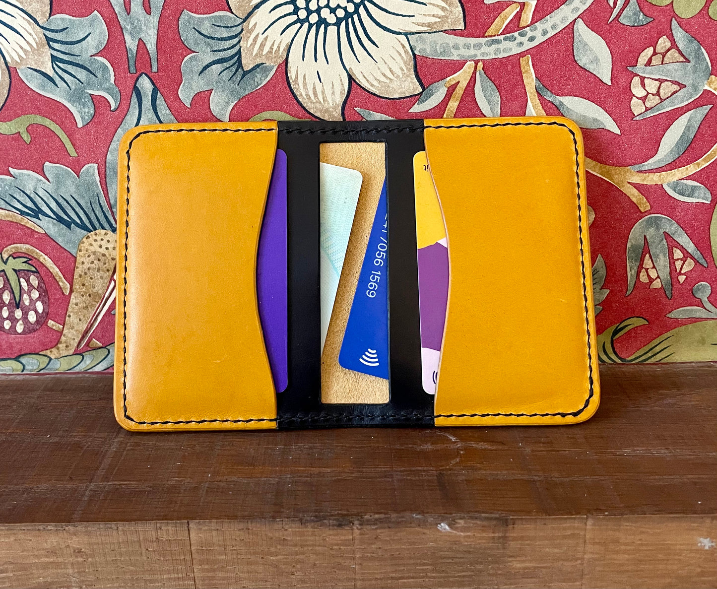 Chrisy’s Signature 6 Pocket Leather Card-Holder Wallet in Yellow and Black